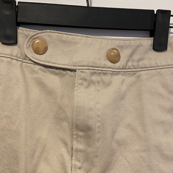 Banana Republic Size 6 Tan Khaki Cotton Chino A Line Button Mini Skirt - Picture 2 of 8